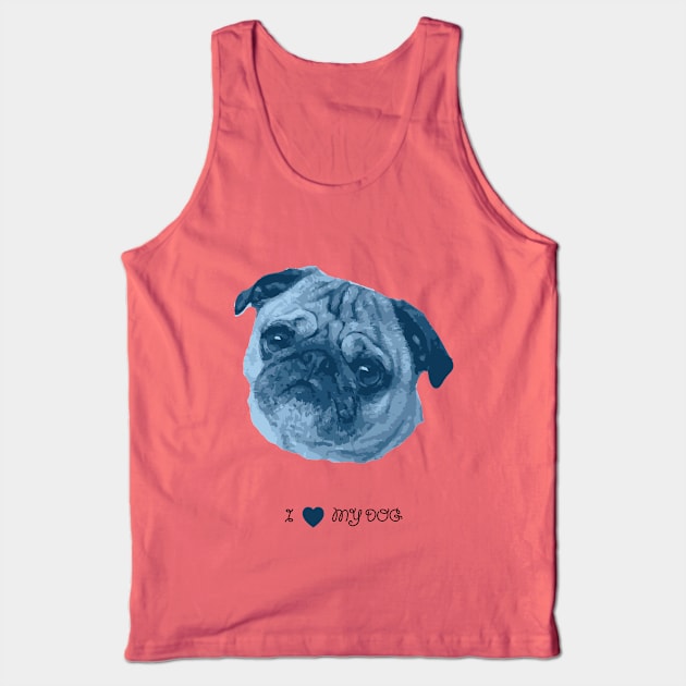 Dogs - Pug blue Tank Top by PrintablesPassions